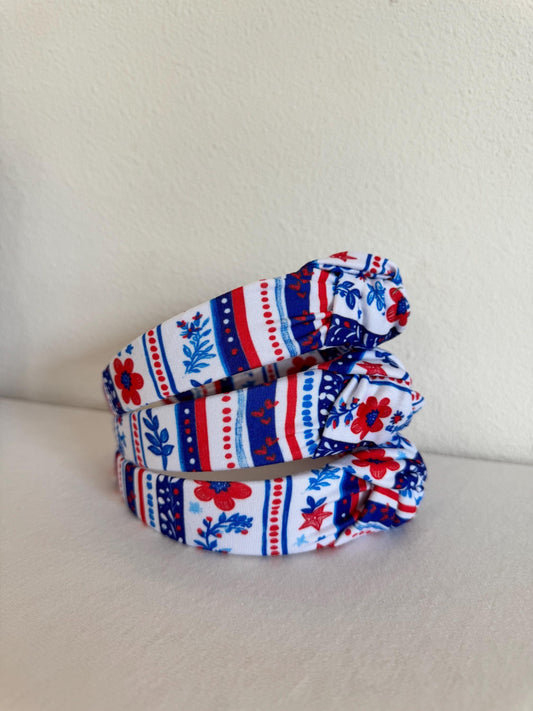 Patriotic Hard Headband: Red, White & Blue Americana Print