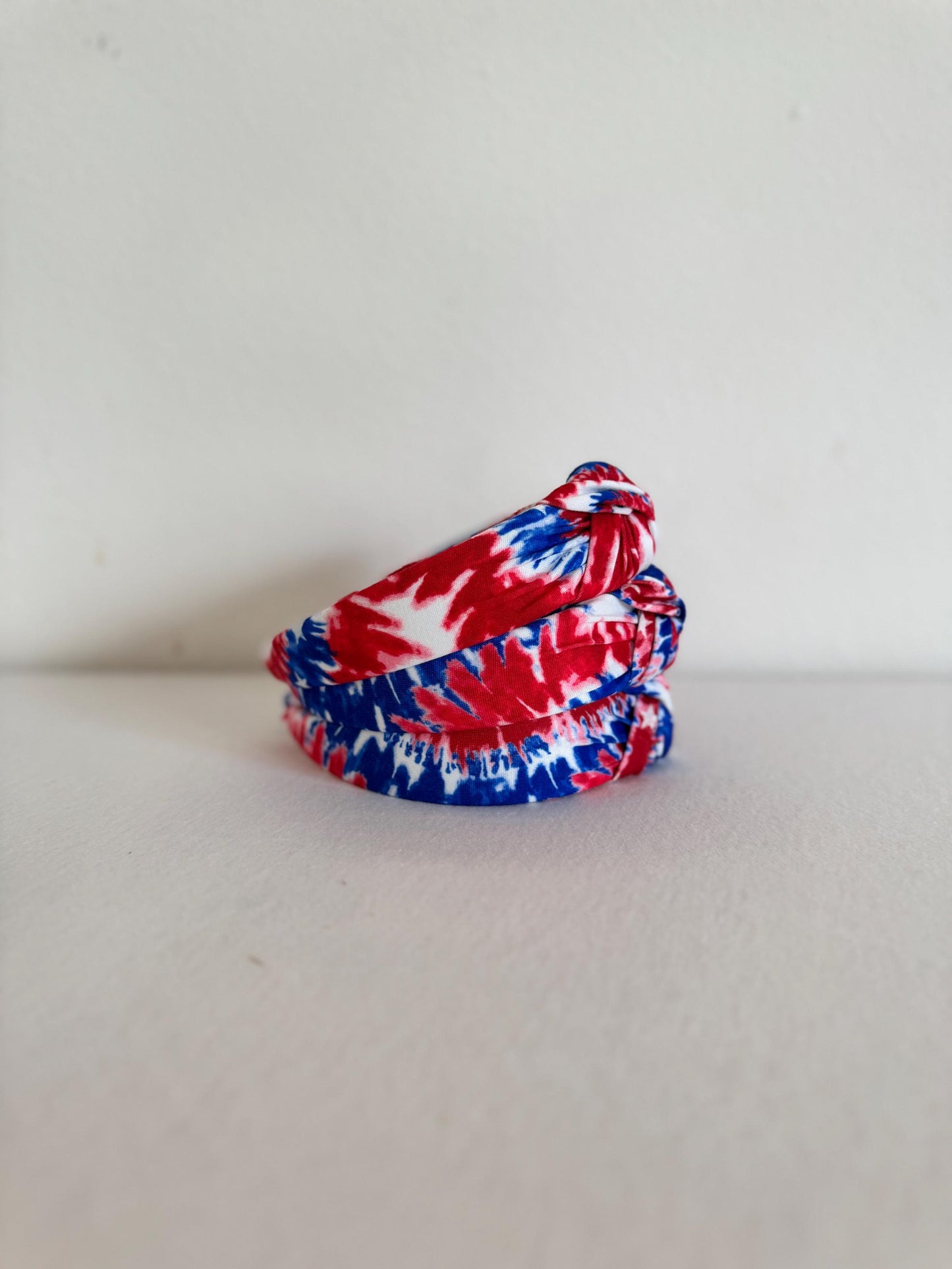 Red White Blue Tie Dye Headband: Patriotic 4th of July Hair Accessory