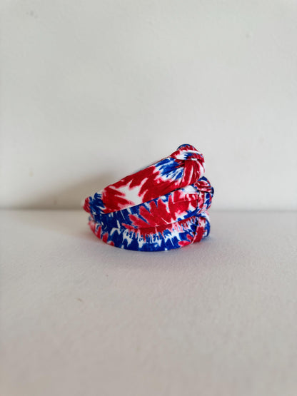 Red White Blue Tie Dye Headband: Patriotic 4th of July Hair Accessory