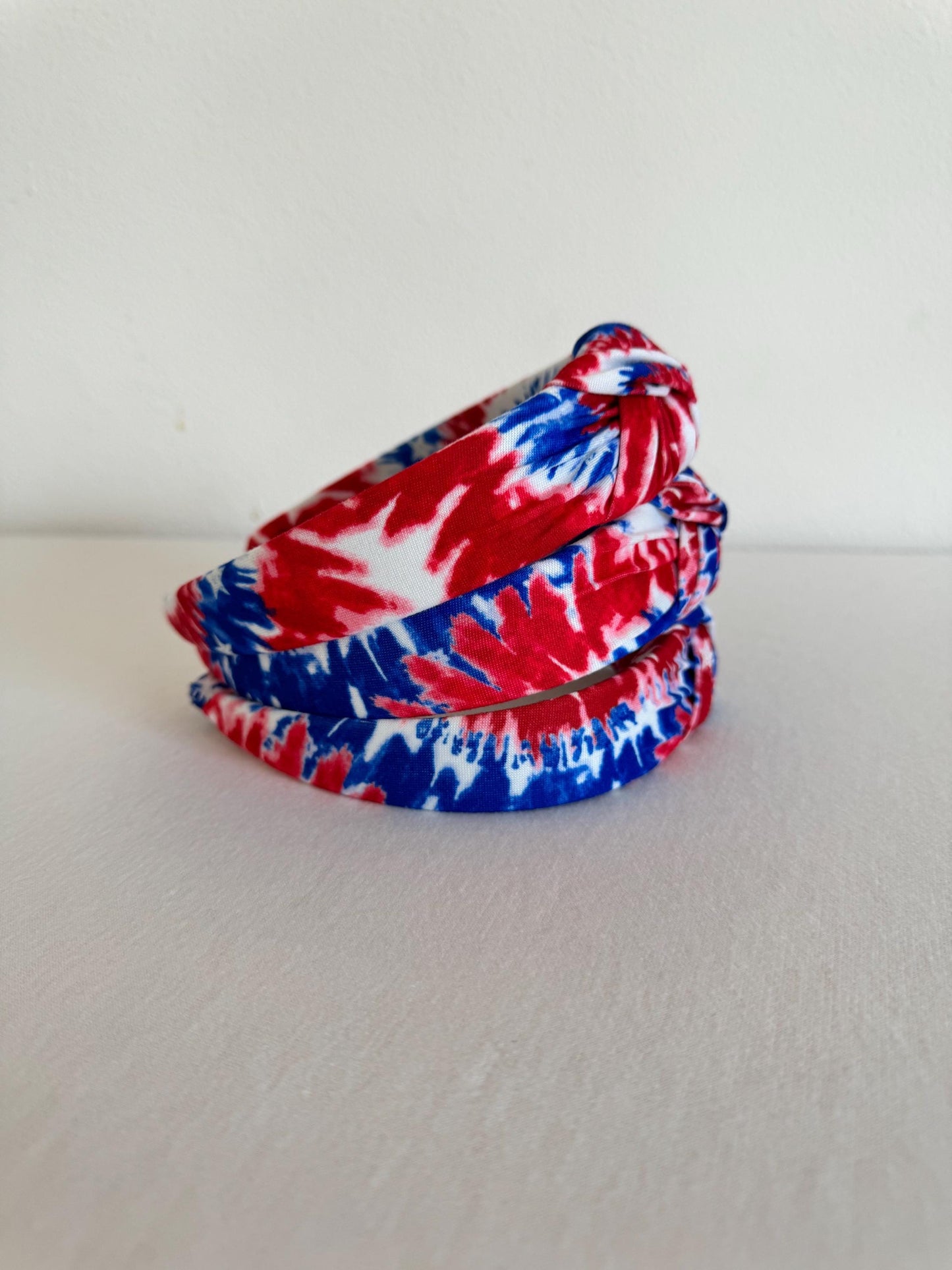Red White Blue Tie Dye Headband: Patriotic 4th of July Hair Accessory