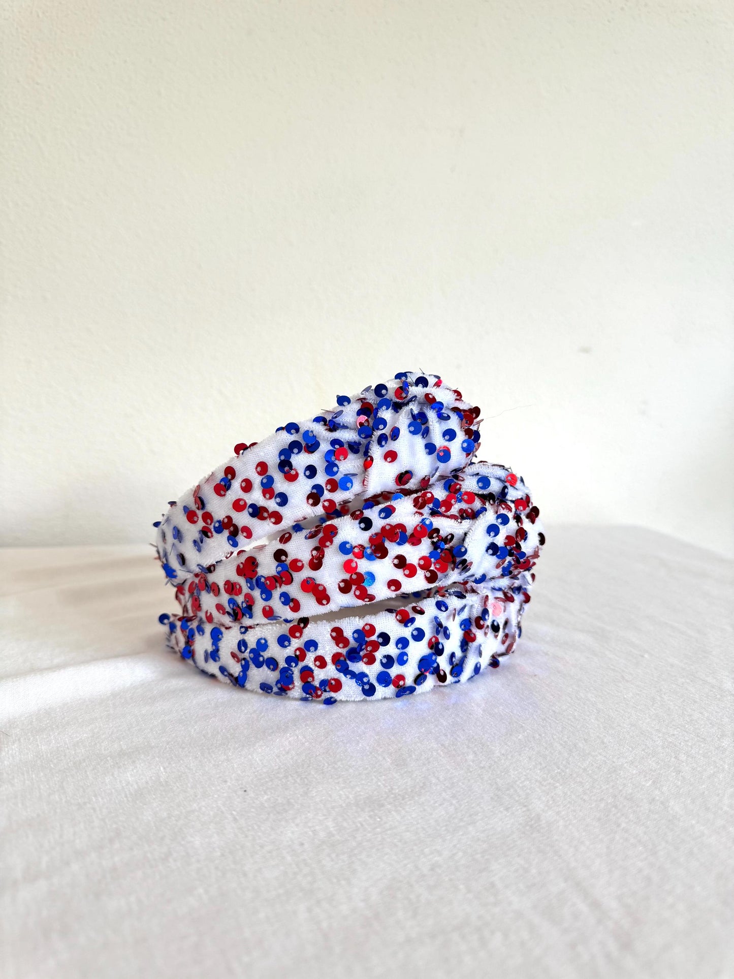 Red White Blue Sequin Top Knot Headband - 4th of July