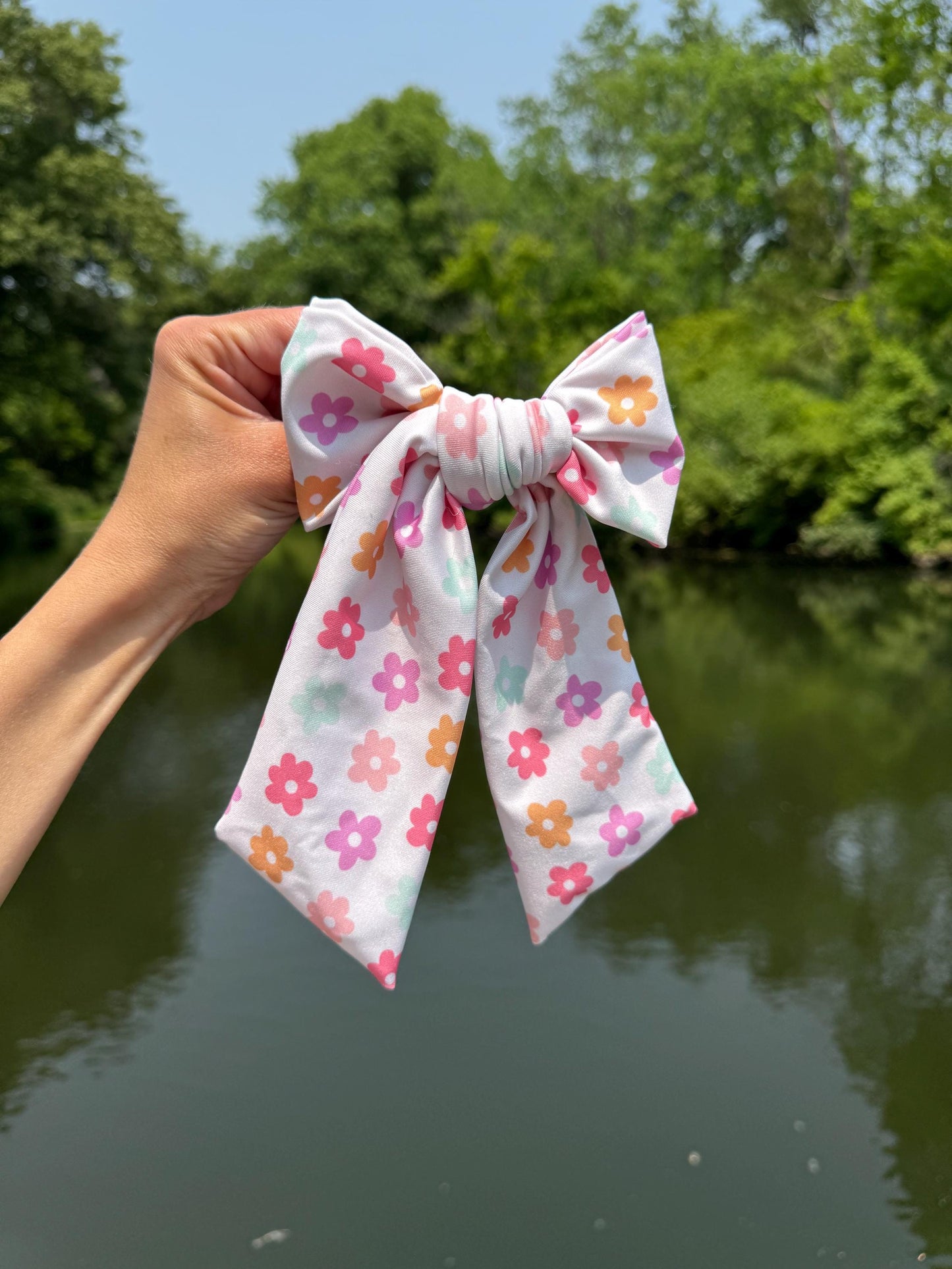 Swim Bows, Happy Floral, Bow Hair Clip,  Brynnbands