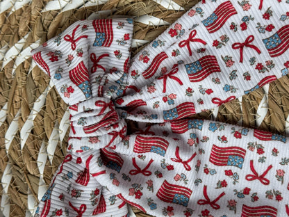 Ribbed Flag Bow Barrette: Patriotic 4th of July Hair Clip