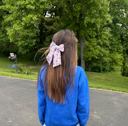 Ribbed Flag Bow Barrette: Patriotic 4th of July Hair Clip