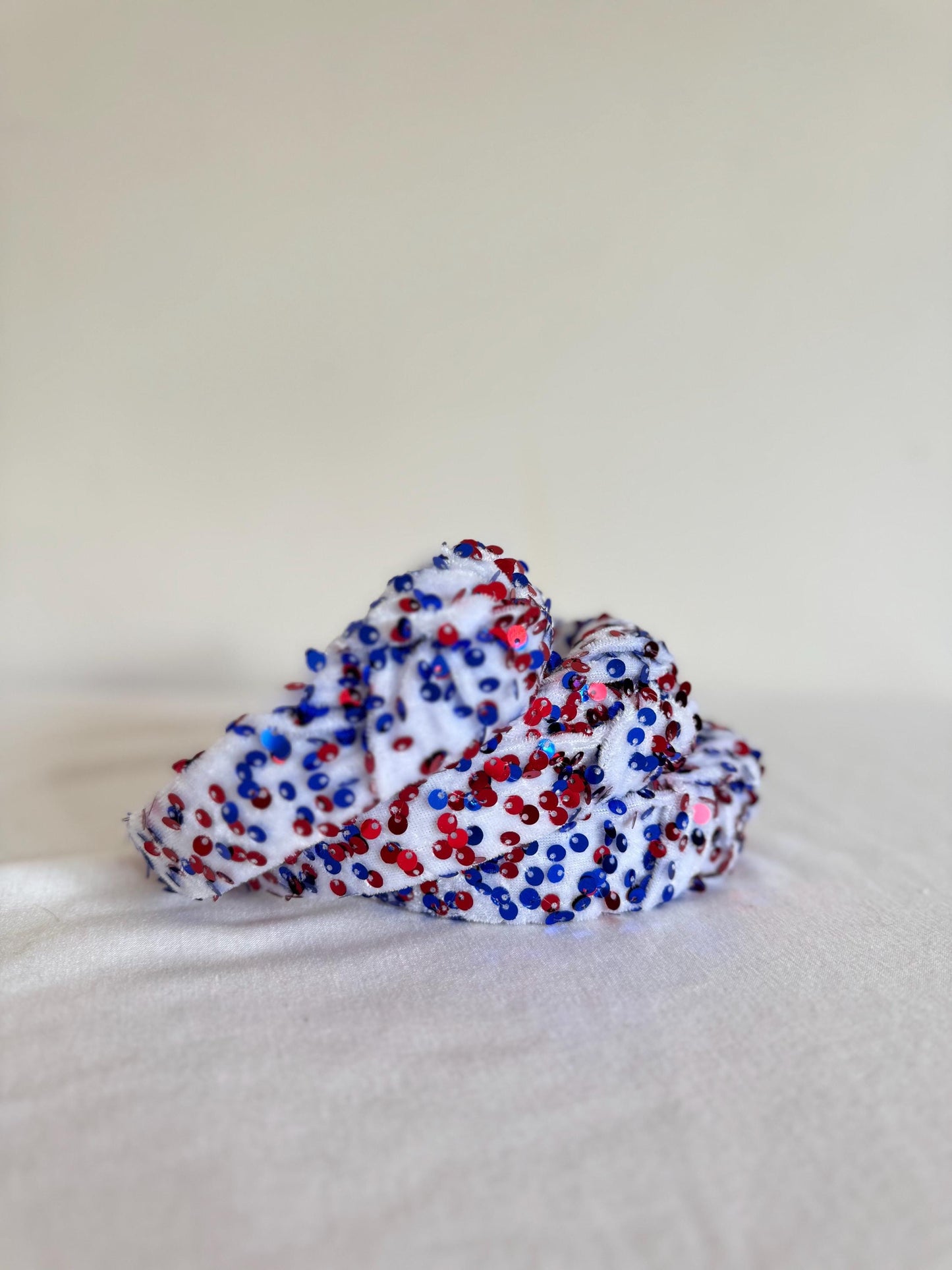 Red White Blue Sequin Top Knot Headband - 4th of July