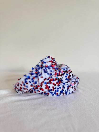 Red White Blue Sequin Top Knot Headband - 4th of July
