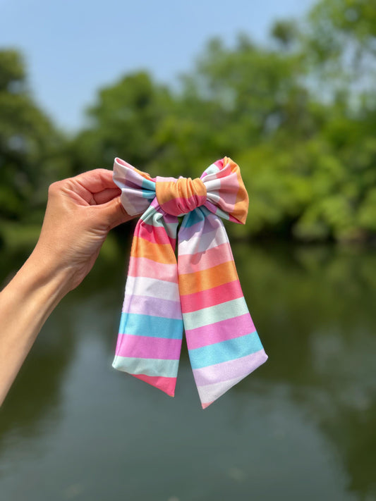 FMK Co Swim Bows, Rainbow Stripes, Bow Hair Clip, Barrette Hair Clip, Soft Hair Clip, Swim Bow, Easter Basket, Barrette, Brynnbands
