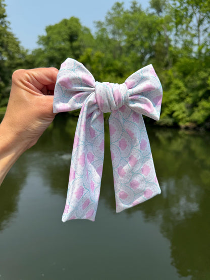 Seashells Swim Bow Barrette: Soft Double Brushed Poly Hair Clip