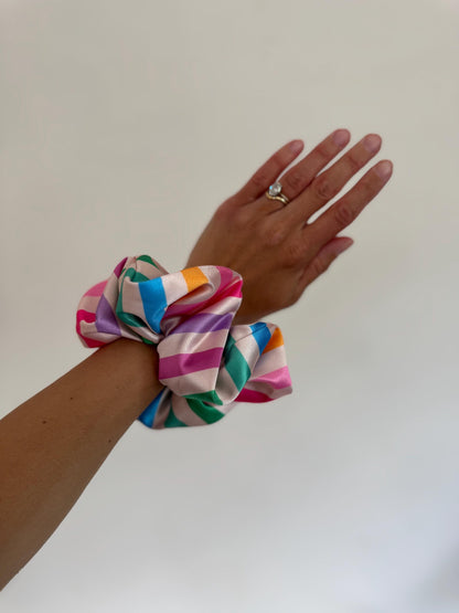 Rainbow Stripe Satin Scrunchie: