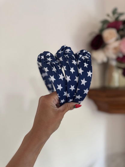 Navy Blue Star Headband, Hard Hair Accessory