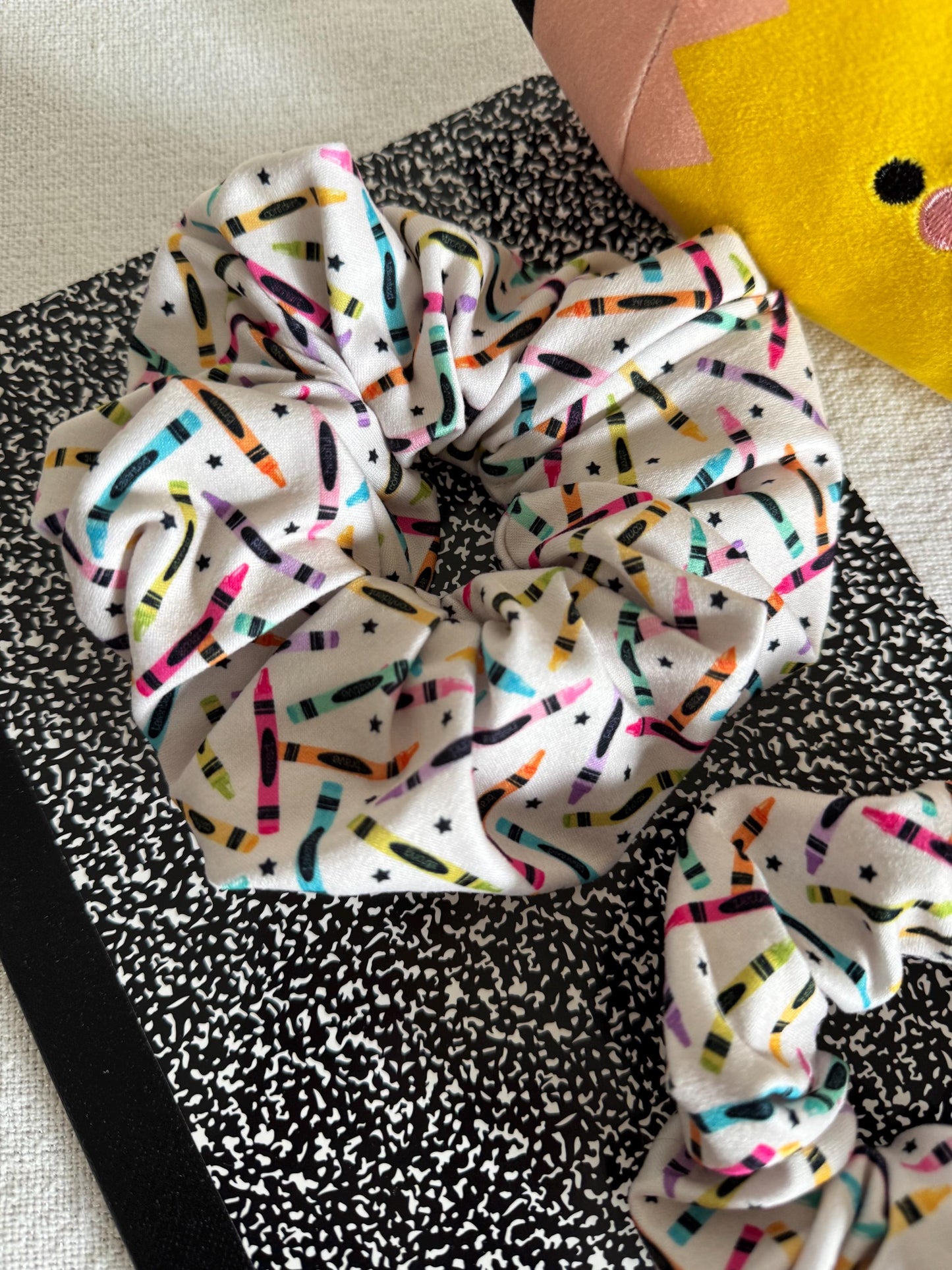 Crayons Scrunchie, Back to School Scrunchie, Fall Scrunchie, Soft Scrunchie,  Brynnbands, Fall Scrunchies,  Teacher Gift,