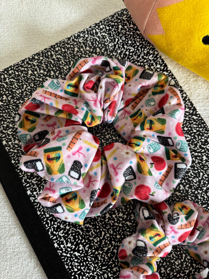 Pink School Scrunchie: Handmade Hair Accessory