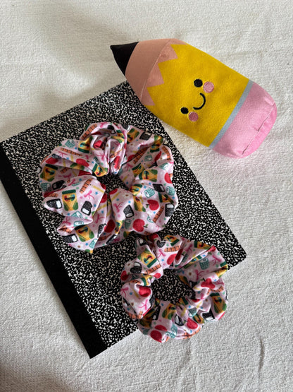 Pink School Scrunchie: Handmade Hair Accessory
