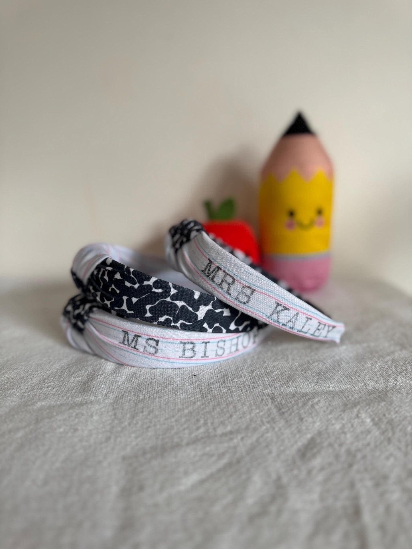 Custom Teacher Headband, Personalized Top Knot Headband