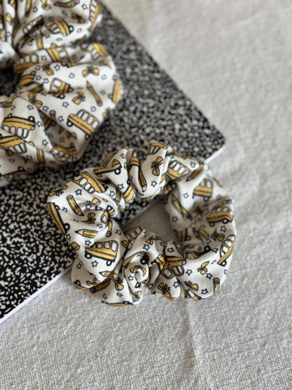 Yellow School Bus Scrunchie: Back to School Hair Accessory