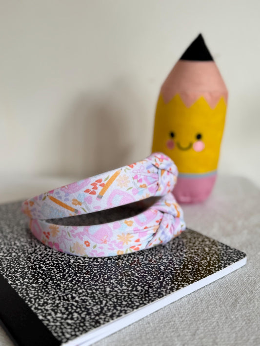 Watercolor Backpacks Headband: Back to School Top Knot Headband