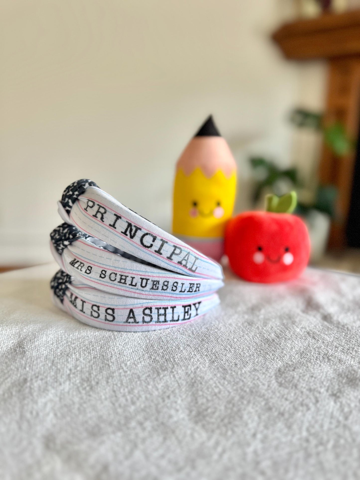 Custom Teacher Headband, Personalized Top Knot Headband