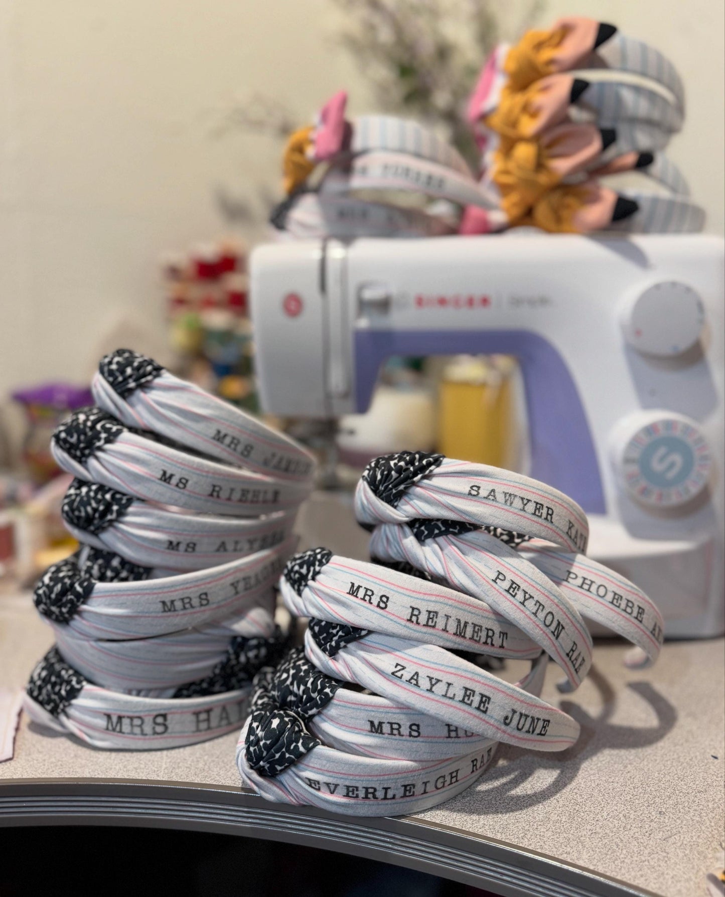 Custom Teacher Headband, Personalized Top Knot Headband