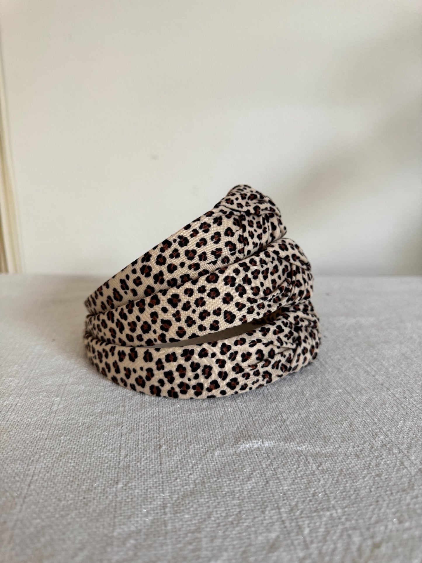 Leopard Print Top Knot Headband: Soft Fabric, Handmade in USA