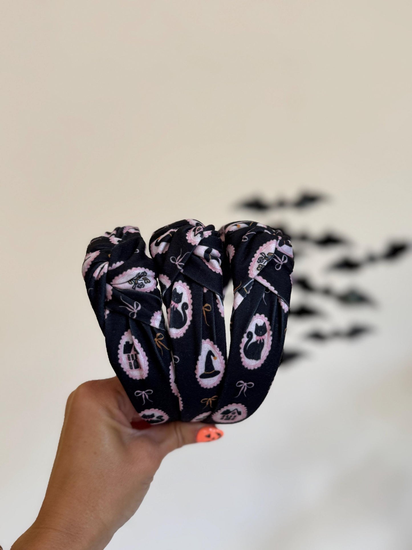 Black Cats Headband, Halloween Headbands, Spooky Headbands, Top Knot Headband, Brynnbands, Hard Headband, Knotted Headband, Fall Hair