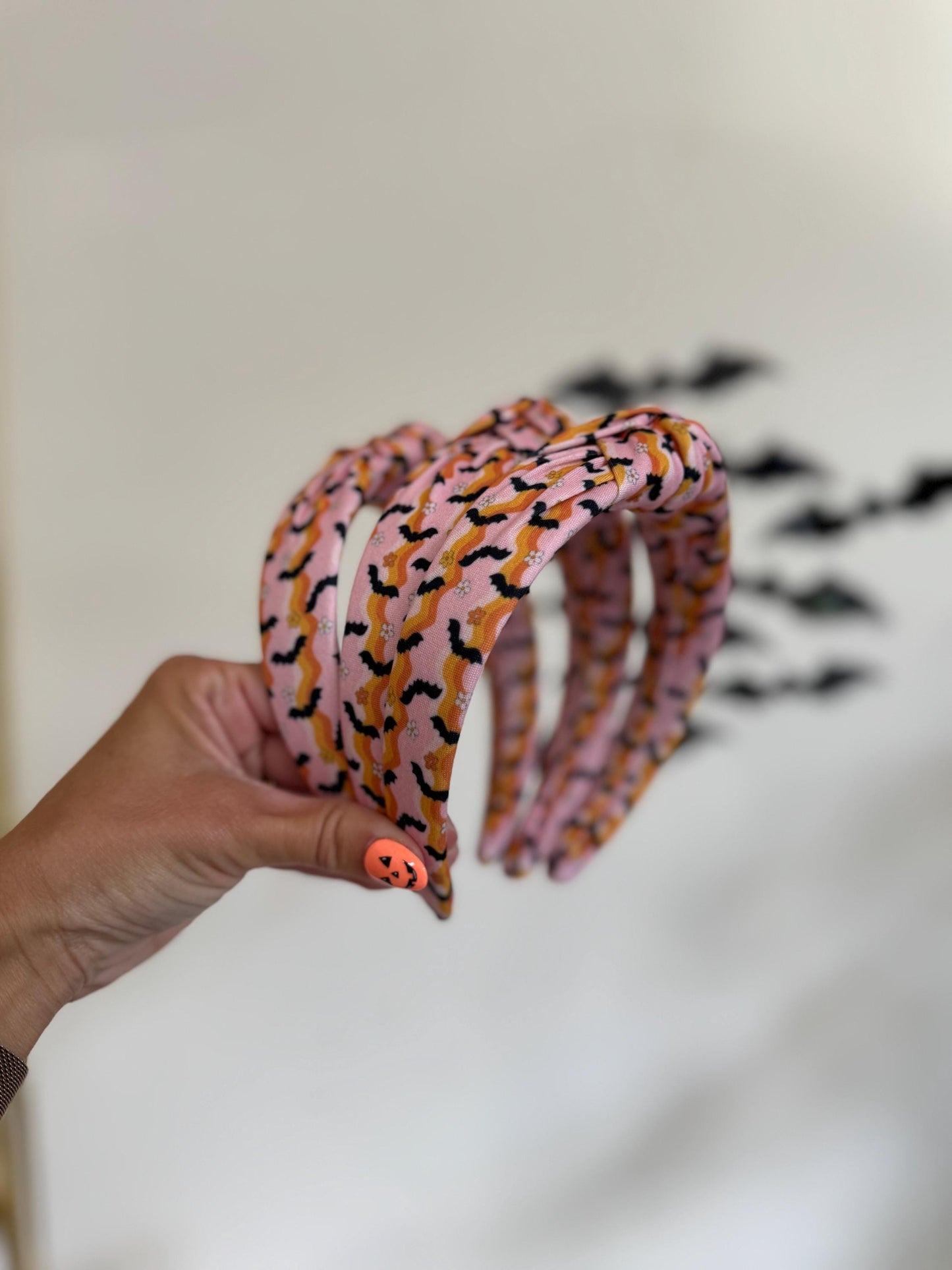 Retro Bats Knotted Headband, Halloween Fall Hair Accessory