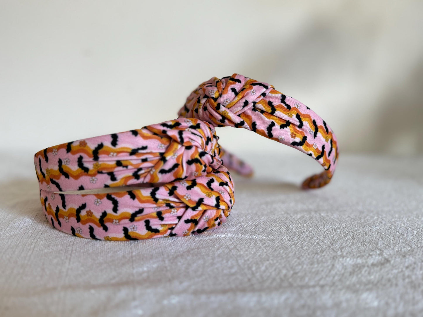 Retro Bats Knotted Headband, Halloween Fall Hair Accessory