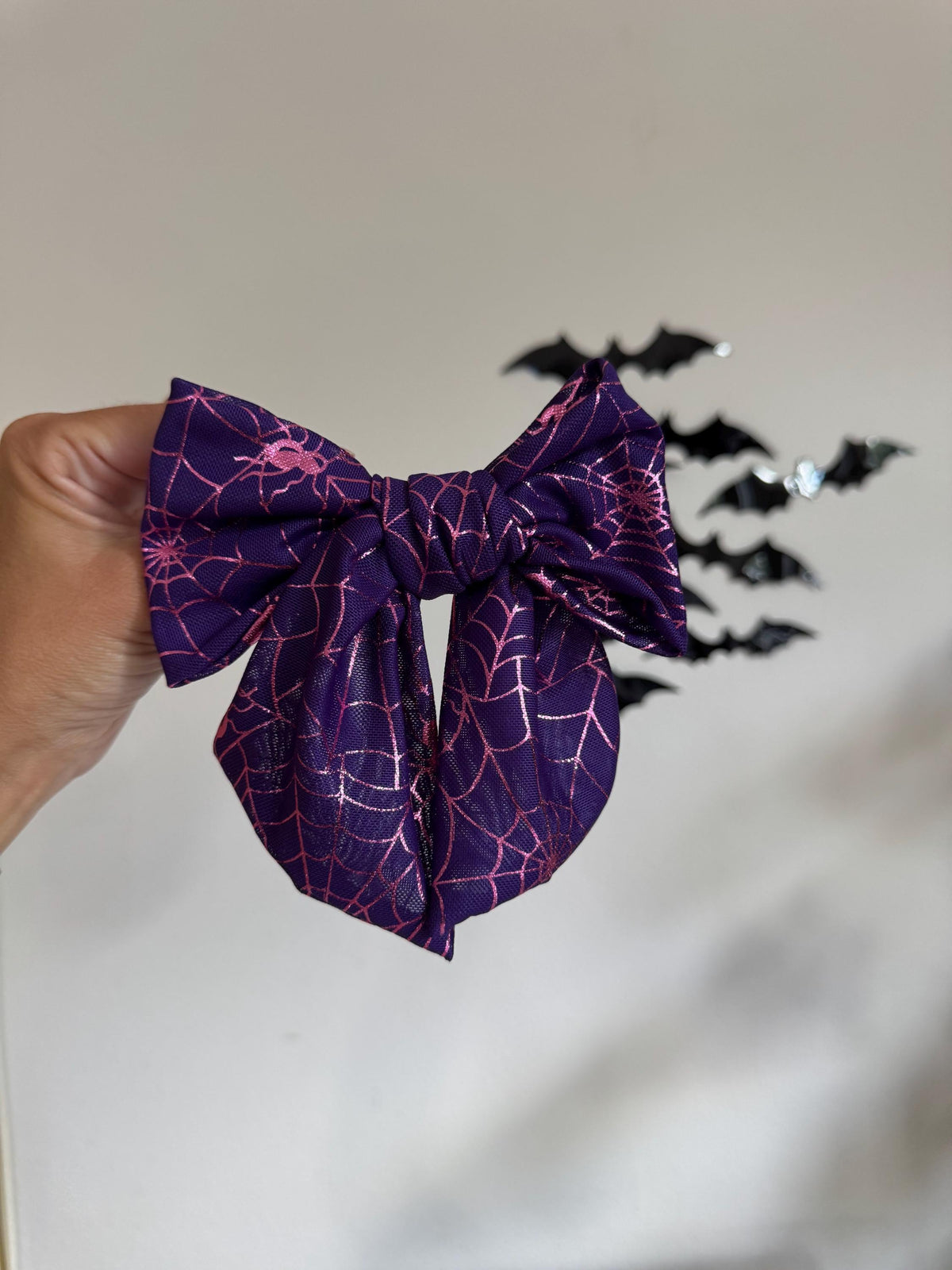 Purple Spiderwebs Bow