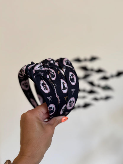 Black Cats Headband, Halloween Headbands, Spooky Headbands, Top Knot Headband, Brynnbands, Hard Headband, Knotted Headband, Fall Hair