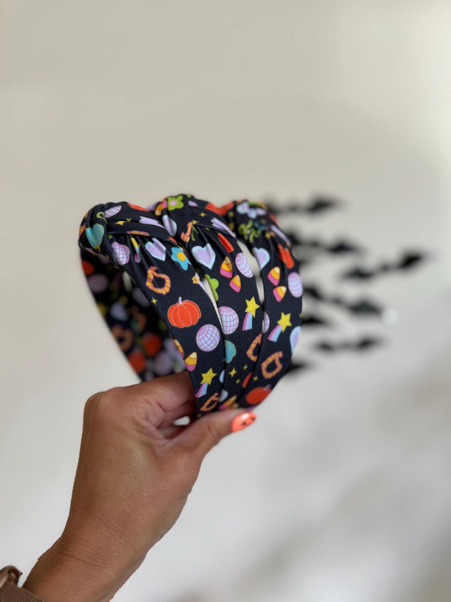 Halloween Candy Print Knotted Headband, Fall Hair Accessory