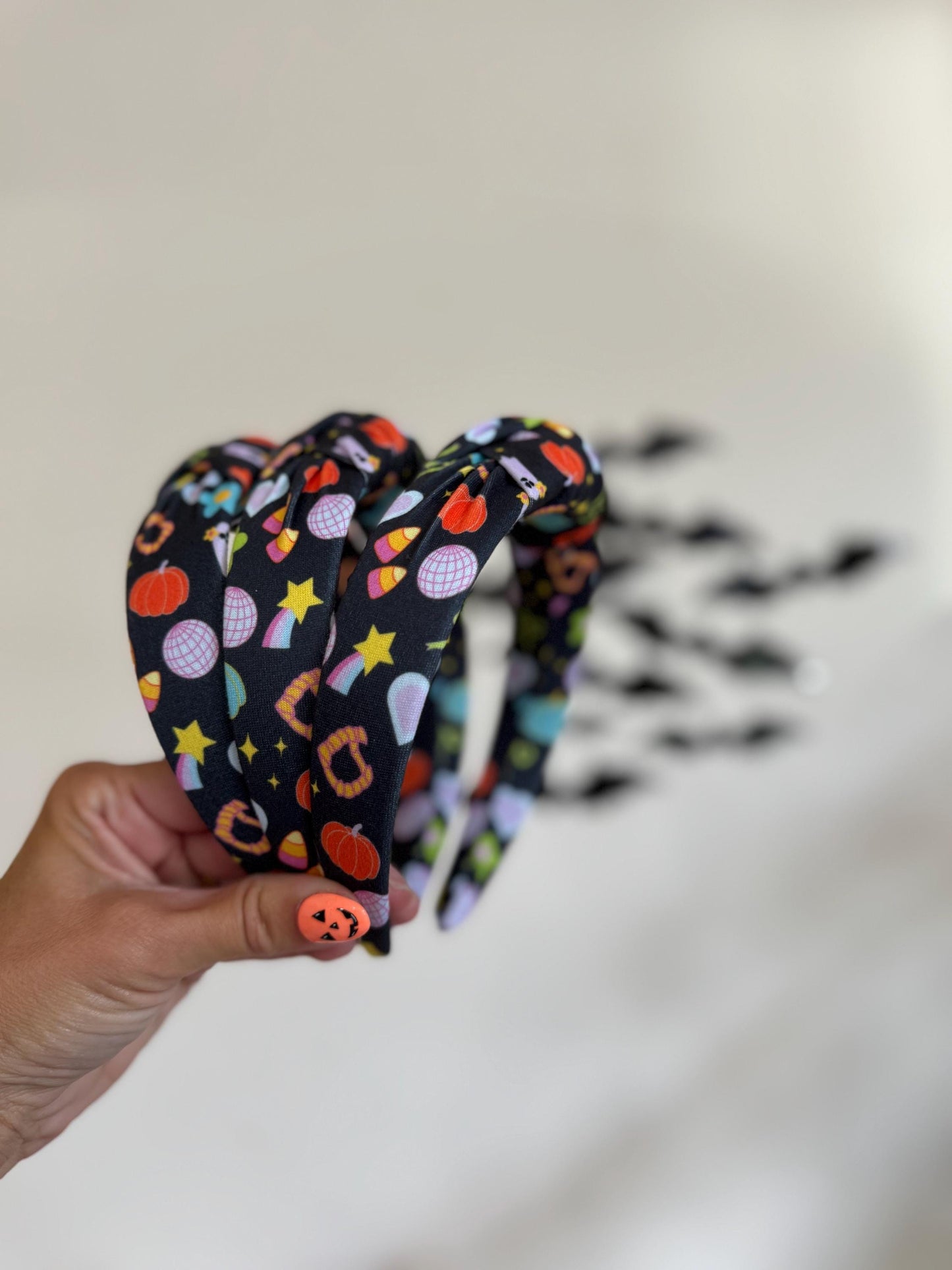 Halloween Candy Print Knotted Headband, Fall Hair Accessory