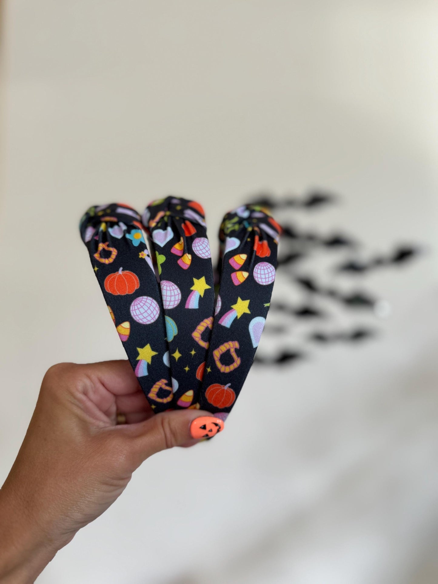 Halloween Candy Print Knotted Headband, Fall Hair Accessory