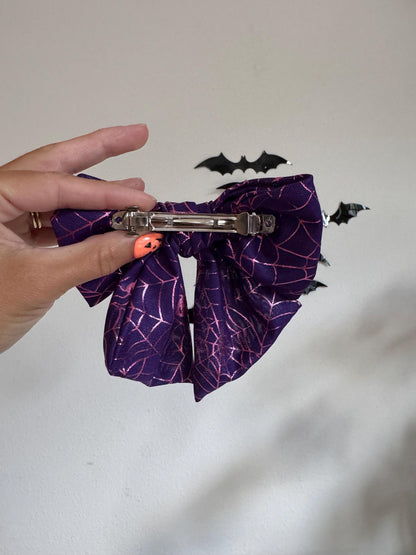 Purple Spiderwebs Bow