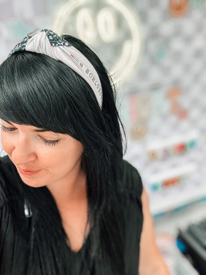 Custom Teacher Headband, Personalized Top Knot Headband