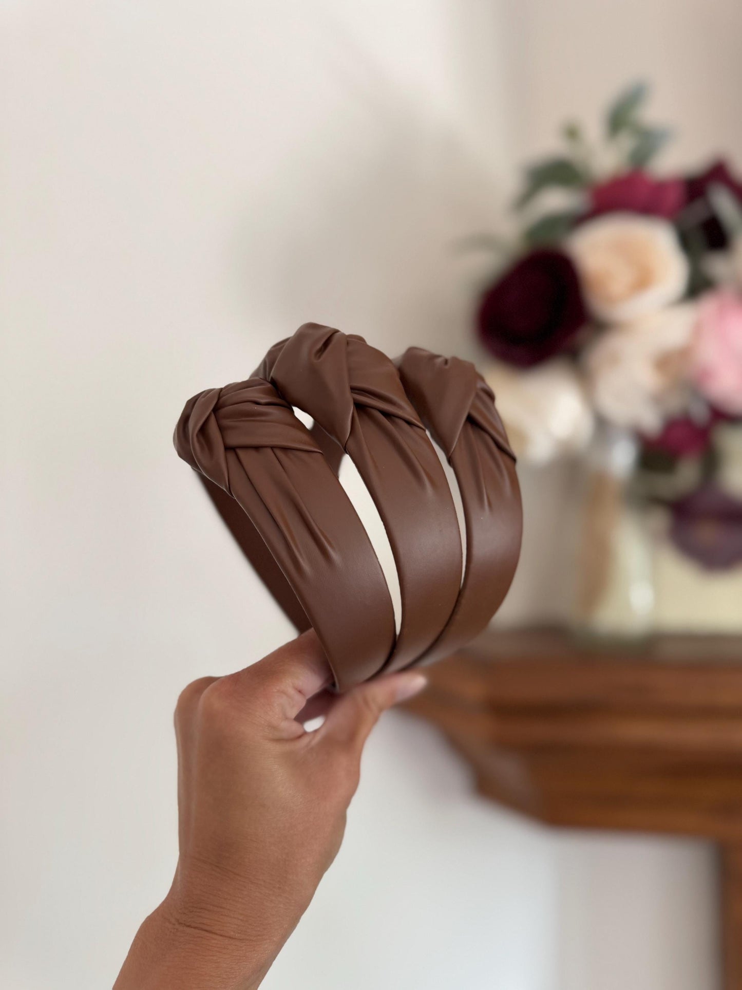 Handmade Pleather Top Knot Headband – Bendable, Comfortable Fit