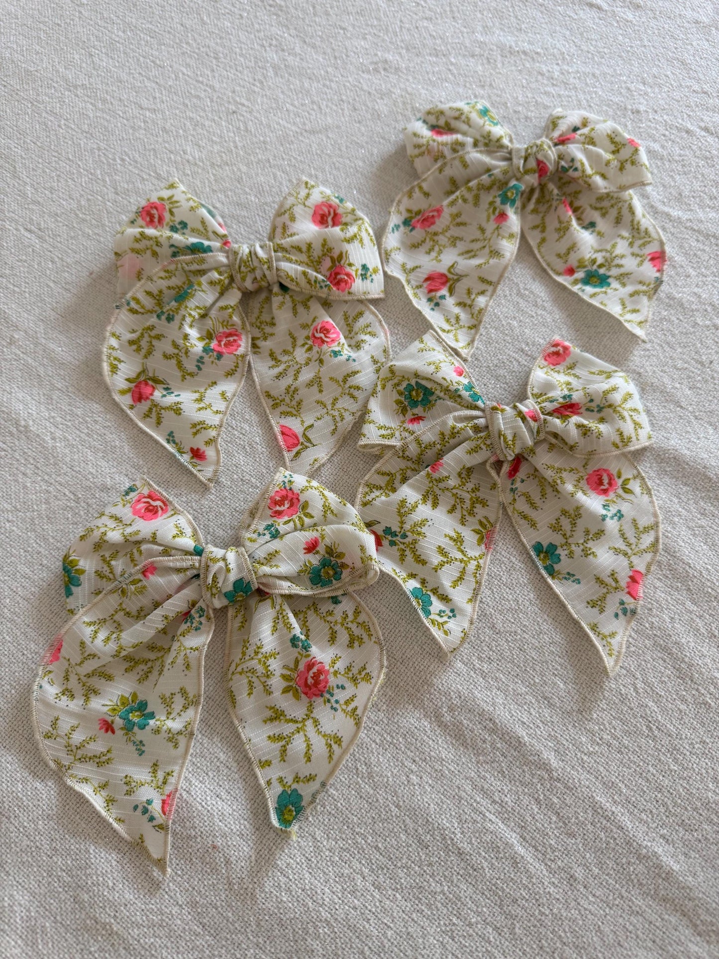 Vintage Floral Bow Hair Clip, Soft Fabric Barrette