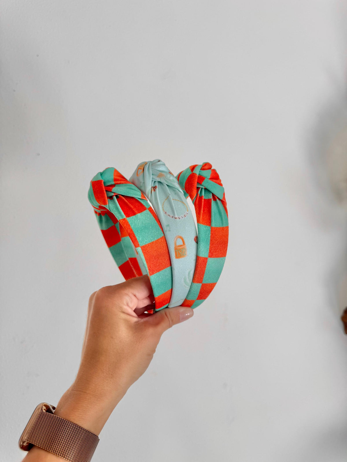 Checkered Top Knot Headband