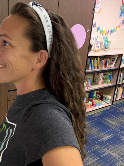 Custom Teacher Headband, Personalized Top Knot Headband