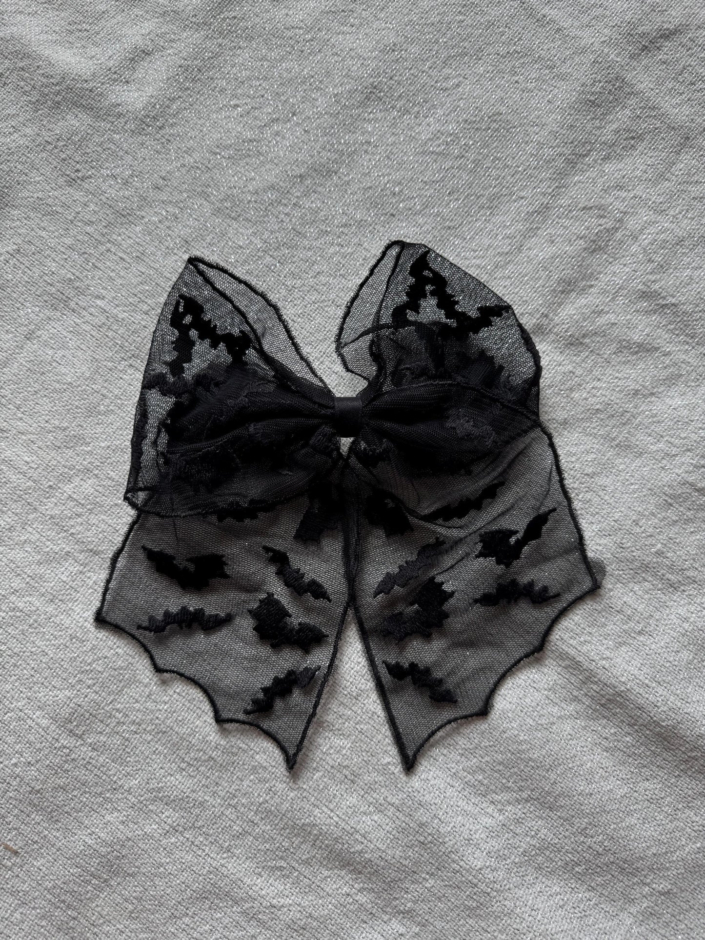 Mesh Halloween Hair Bow, Bat or Spiderweb Clip