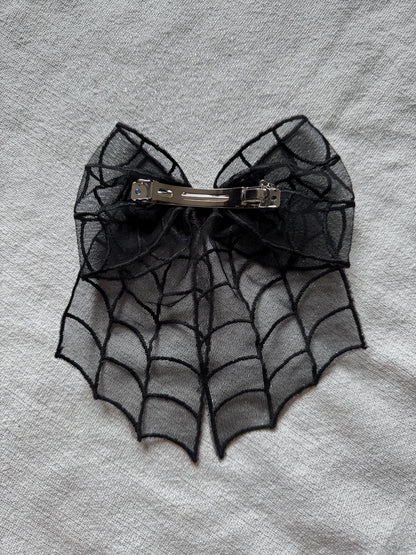 Mesh Halloween Hair Bow, Bat or Spiderweb Clip