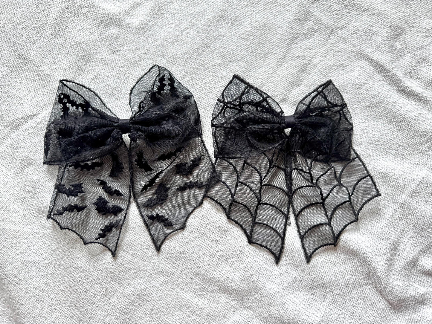 Mesh Halloween Hair Bow, Bat or Spiderweb Clip