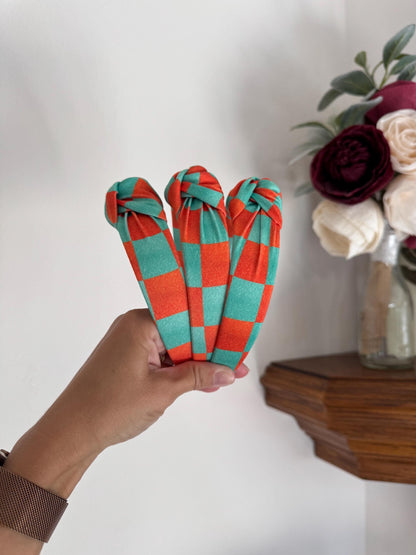Checkered Top Knot Headband