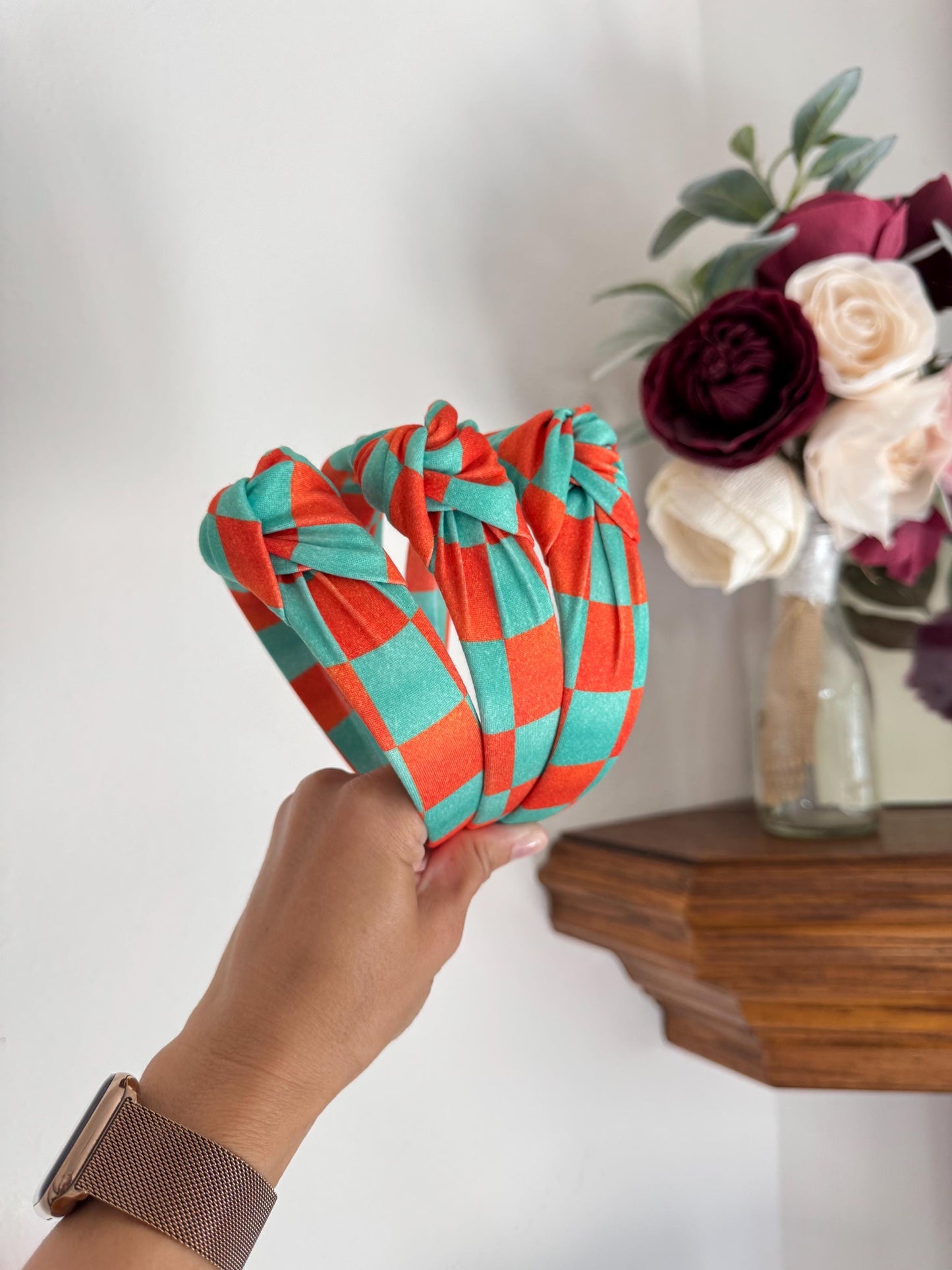 Checkered Top Knot Headband