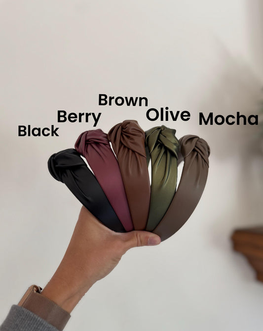 Handmade Pleather Top Knot Headband – Bendable, Comfortable Fit