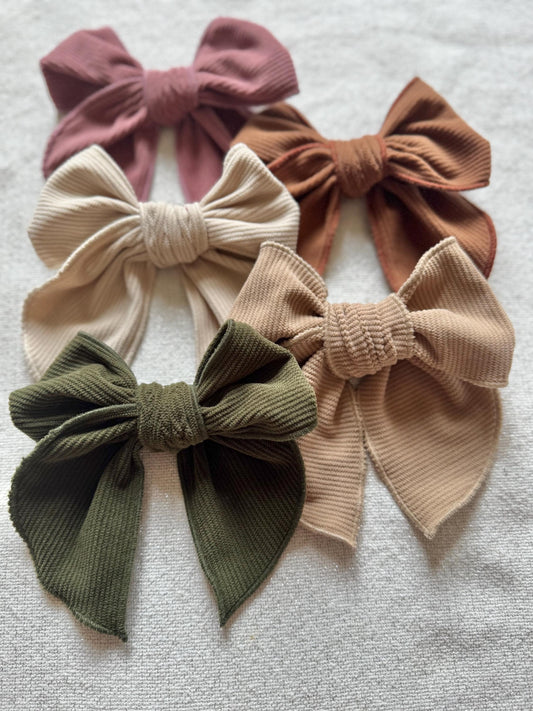 Handmade Corduroy Hair Bow, Alligator Clip or Barrette
