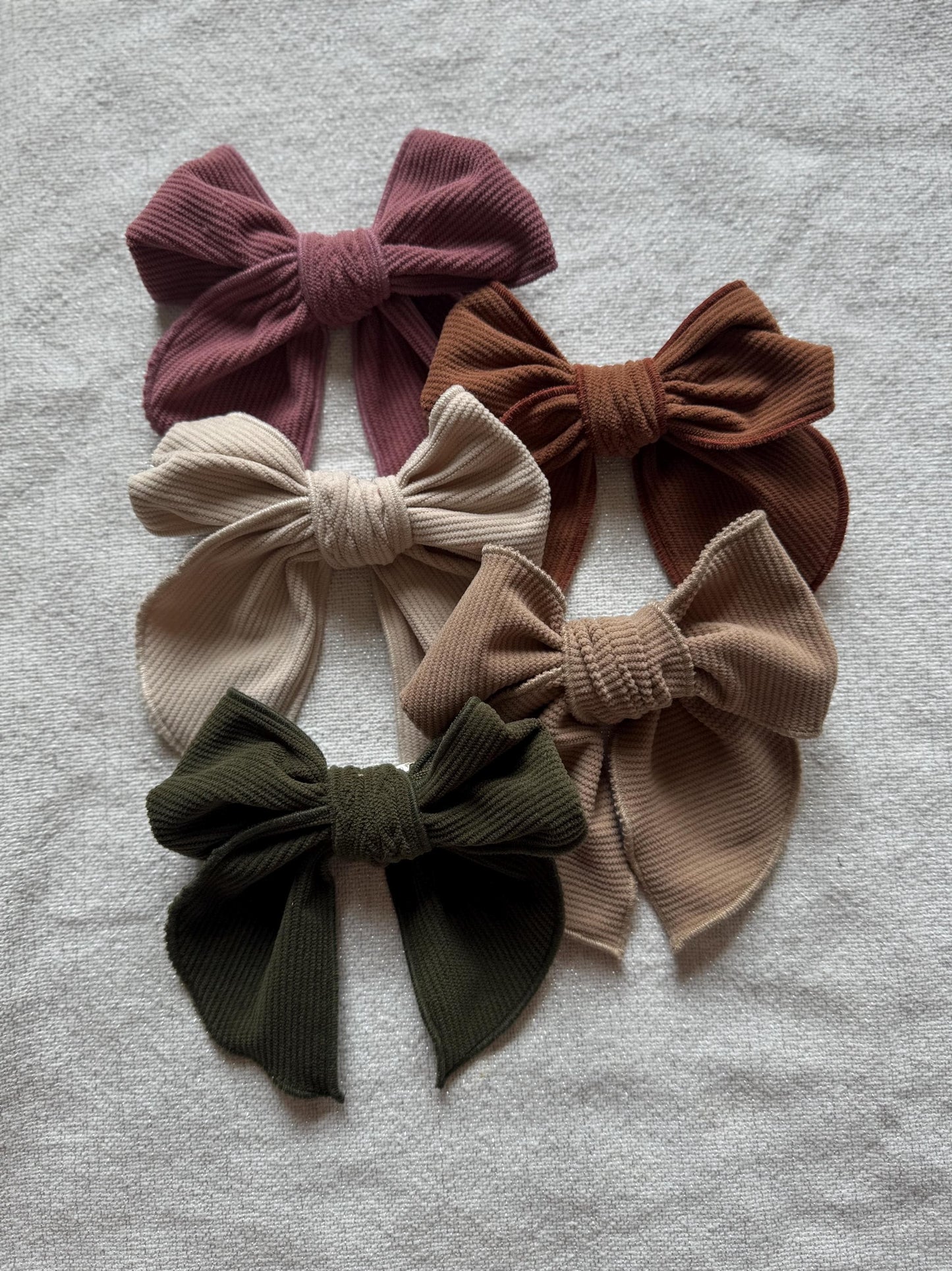 Handmade Corduroy Hair Bow, Alligator Clip or Barrette