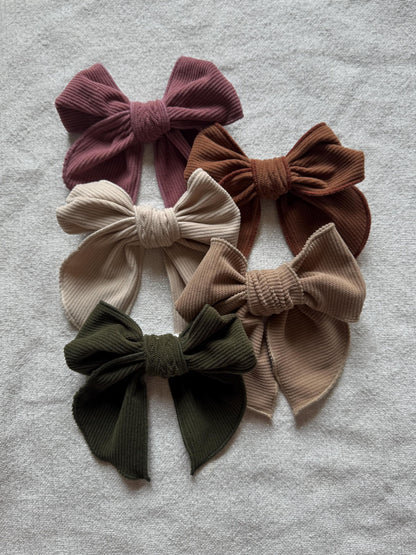 Handmade Corduroy Hair Bow, Alligator Clip or Barrette