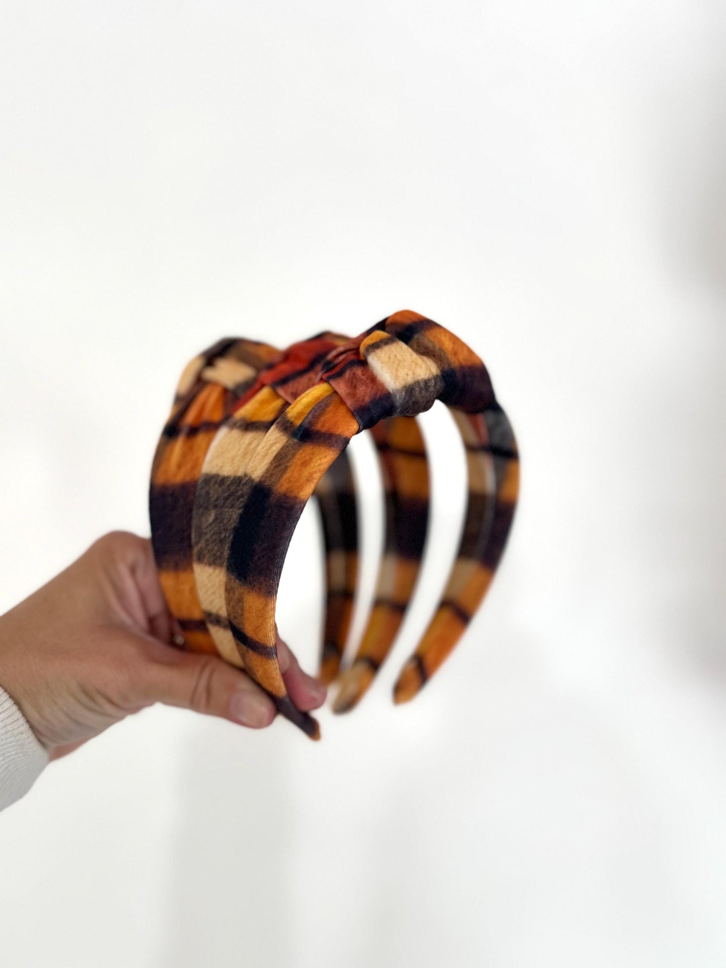 Faux Flannel Top Knot, Flannel Headband, Knotted Headband