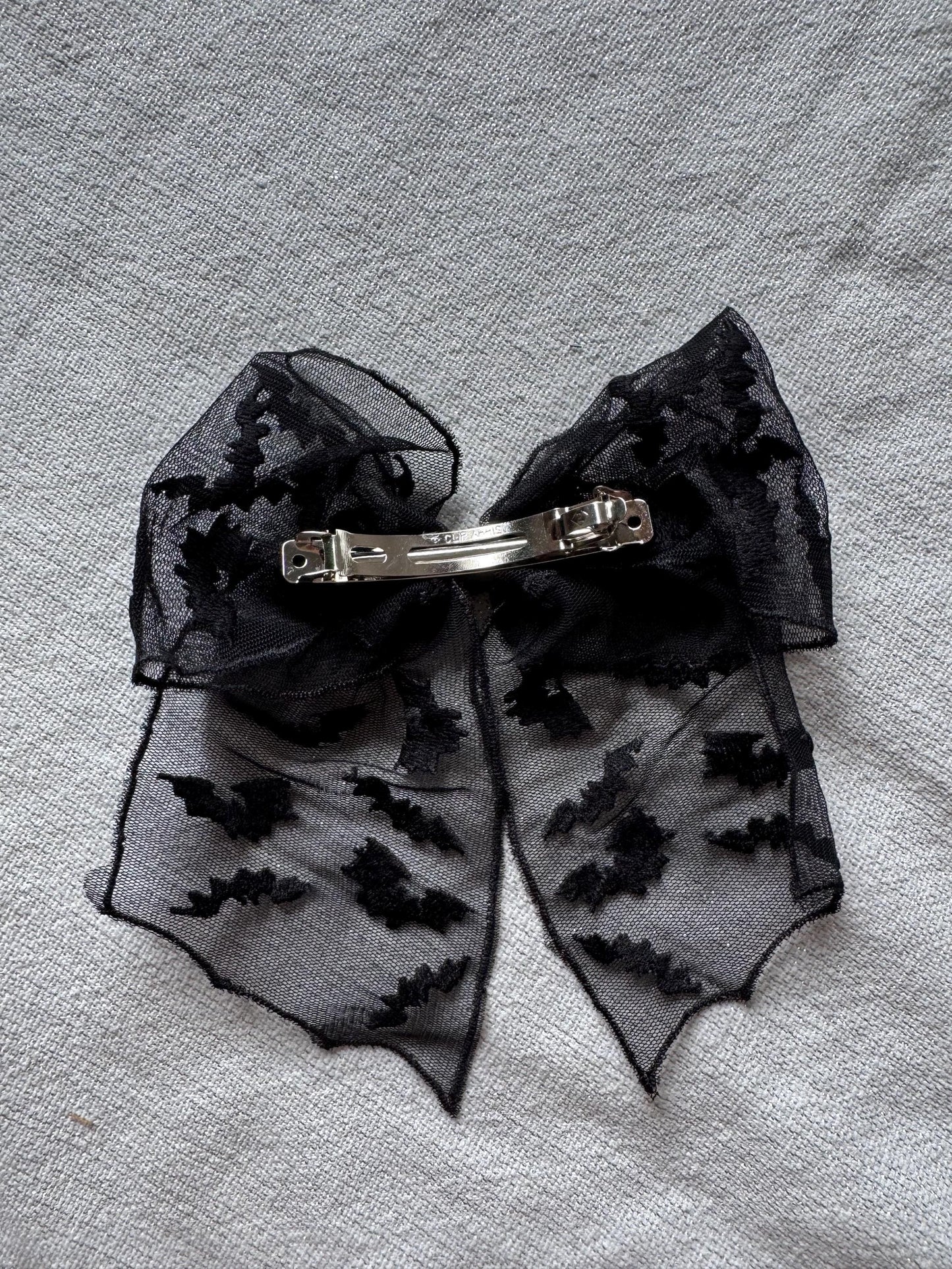 Mesh Halloween Hair Bow, Bat or Spiderweb Clip
