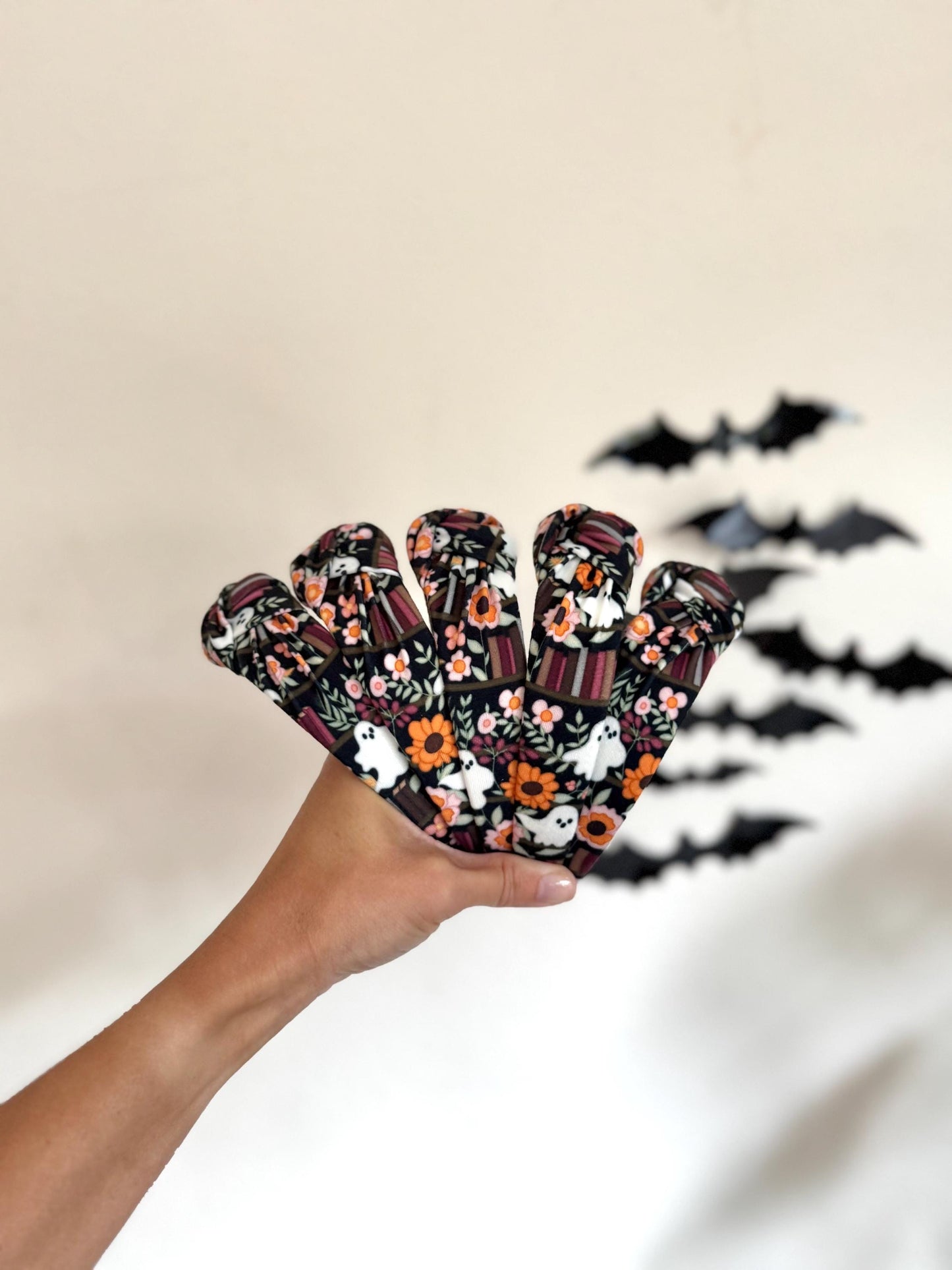 Ghost Library Books Top Knot Headband, Halloween Fall Hair