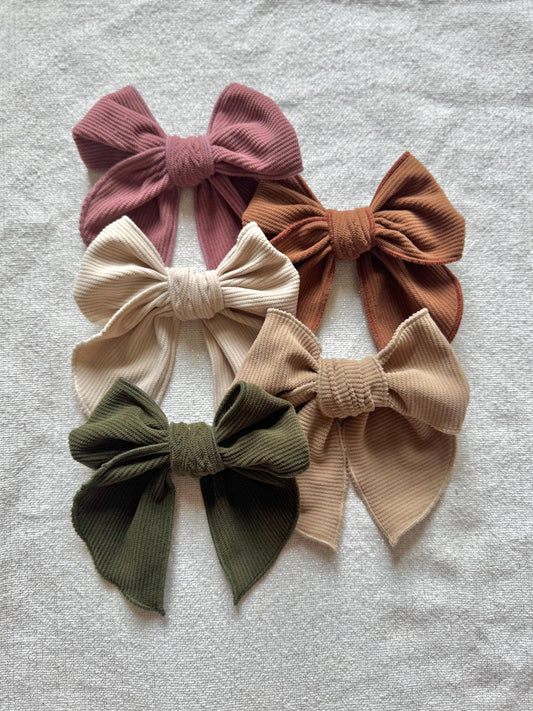 Handmade Corduroy Hair Bow, Alligator Clip or Barrette